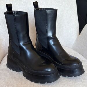 Zara Black Chunky Combat Boots